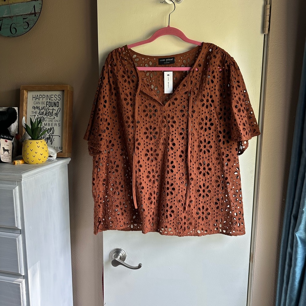 Lane Bryant Brown Tie Front Blouse